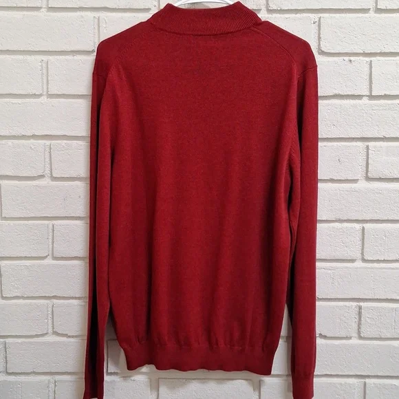 Paul Fredrick Cashmere/Silk Blend Red/Black Heathered Mockneck Sweater. Sz Med. - Picture 6 of 9